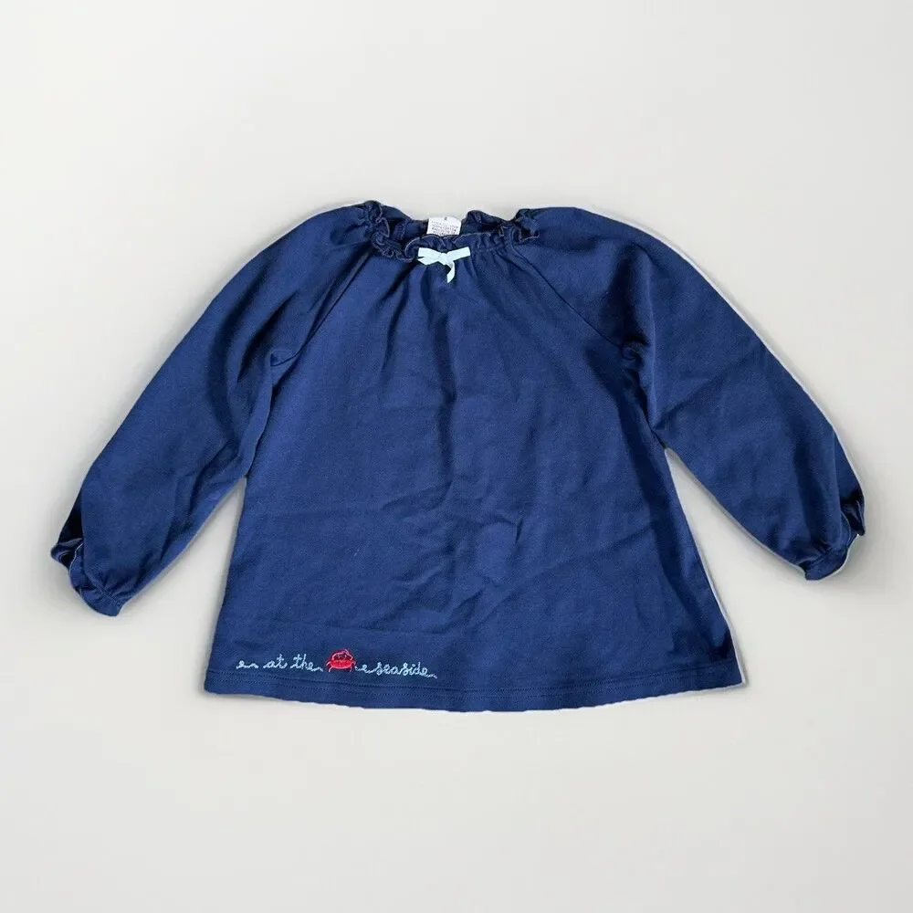 Vintage Gymboree At the Seaside Blue A-line Top Size 4 2003 Whale Watching Line